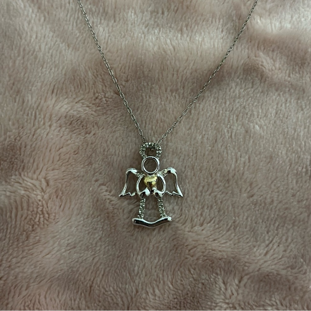 Sterling Silver Angel Heart Necklace